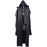Rongxu Mens Black Tunic Hooded Robe Pants with Belt Full Set Adult Tunic Costume Classic Halloween Cosplay Outfit US Size