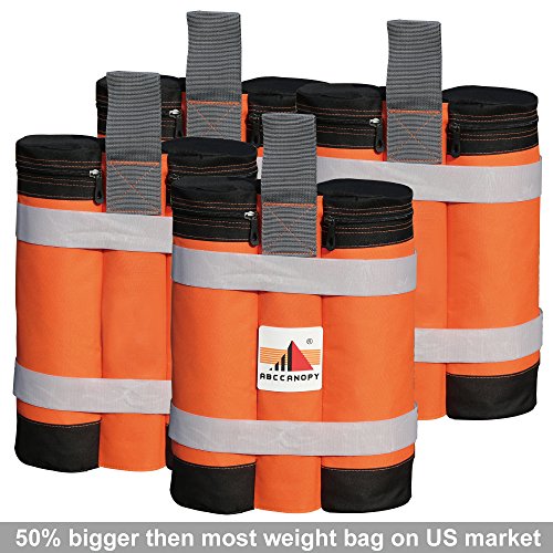 Super Heavy Duty New Abccanopy Premium Instant Shelters Weight Bags (55 lbs/bag) - Set of 4 - Orange/black