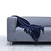 Fall Chenille Throw Blanket with Decorative Fringe Lightweight Cover for Couch Sofa Bed Chairs Furniture Home Decor Navy Blue