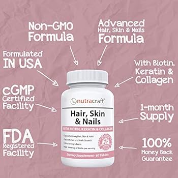 1 Hair Skin Nails Supplement With 5000mcg Of Biotin Keratin Collagen Msm Silica Hyaluronic Acid To Promote Hair Growth Stronger Nails And Glowing Skin 60 Tablets Amazon Com Au Health