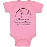 Cute Rascals Baby Bodysuit When Grow up Want to Be Softball Player Boy & Girl Baby Clothes Cotton
