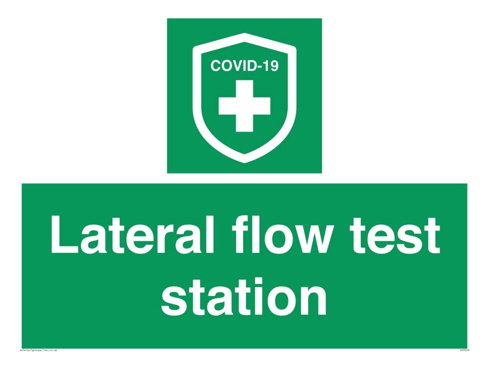 Viking Signs Lateral flow test station Sign - 400x300mm - A3L,Green/White
