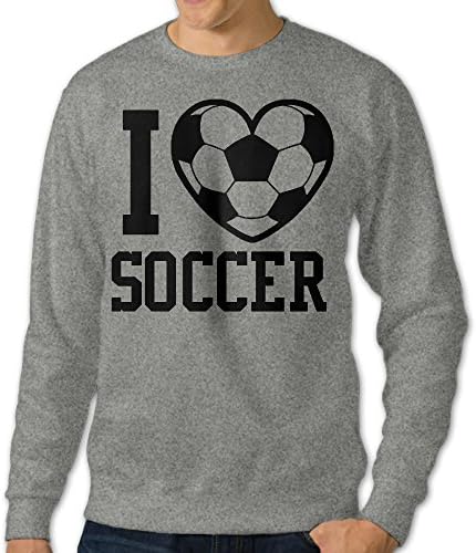 ALIPAPA Men's Long Sleeve I Love Soccer Hooded Sweatshirt - Ash Size 3X