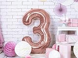Unique Rose Gold Number 3 Shaped Large Foil Balloon 86cm view 2