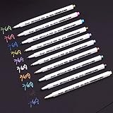 10 Assorted Colors Metallic Marker Pens 1mm Tip Metallic Color Sexangular Painting Brush Marker Set for Kids Teens Adults DIY Photo Album Black Graffiti Book Making Gift Invitation Card Thank-You Note