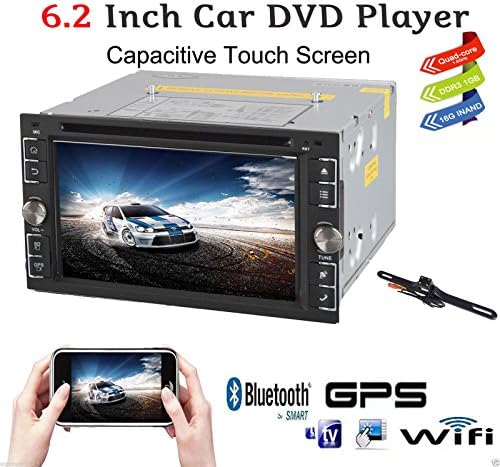 TOCADO Quad Core Android 6.0 In Dash Car DVD Receiver with 6.2" Display Double 2 DIN Car Radio Stereo DVD Player GPS Nav BT 3G WiFi for Universal Car + Vehicle Backup Camera
