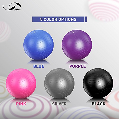 image for JBM Exercise Yoga Ball with Free Air Pump (4 Sizes 5 Colors) 400 lbs A