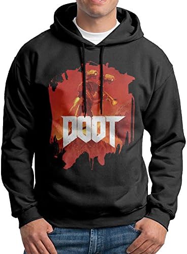 Curcy DOOM DOOT Horror First-person Shooter Video Game Hoodies Sweatshirt MenHikingSize S Black