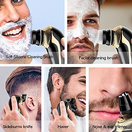 Flowind Electric Razor for Men Bald Head Shavers 5 in 1 Grooming Kit Cordless Rechargeable Beard Trimmer Nose Hair Clippers Shaving Kit Waterproof Rotary Shaver LED Display
