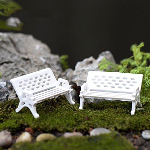 2 Pcs Mini Garden Decoration Chairs Fairy Garden Miniatures Terrarium Figurine
