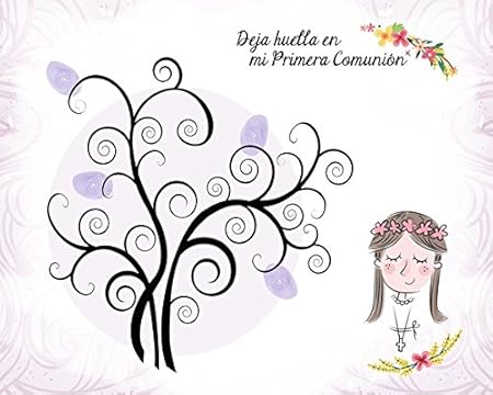 DISOK - Árboles De Huellas para Comuniones Niña - Árboles De Huellas para Bodas 60 x 40 cm - Láminas, Árboles Huellas para Personalizar para Comuniones: Amazon.es: Hogar