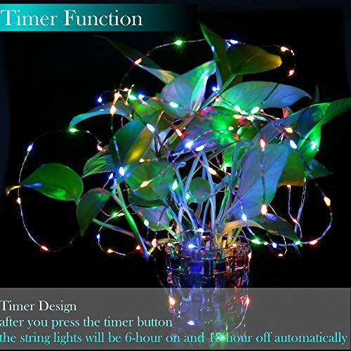 B-right Copper Wire String Lights 200 LED Waterproof Fairy String Lights with Remote, 8 Modes Battery Powered Decorative String Lights for Bedroom Garden Festivals (2 Packs)