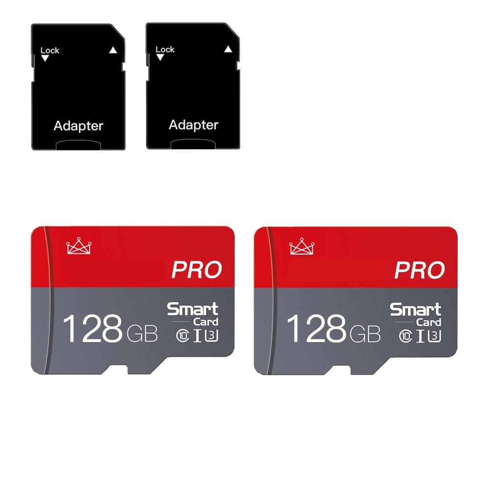 Photo 1 of 128GB Micro Memory Card Class 10 Memory Cards High Speed Mini TF Card with Adapter for Smartphones/Tablet/Drone/Game Console(2-Pack)