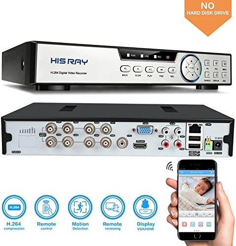 HISRAY 8CH 1080N AHD DVR 5-in-1 Hybrid (1080P NVR+1080N AHD+960H Analog+TVI+CVI) CCTV 8-channel HDMI QR Code Scan Easy Remote View Email Alerts Home Security Surveillance Camera System(No HDD)