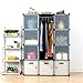 UNICOO - Multi Use DIY Plastic 12 Cube Organizer, Bookcase, Storage Cabinet, Wardrobe Closet Black with White Door (Deeper Cube -New)