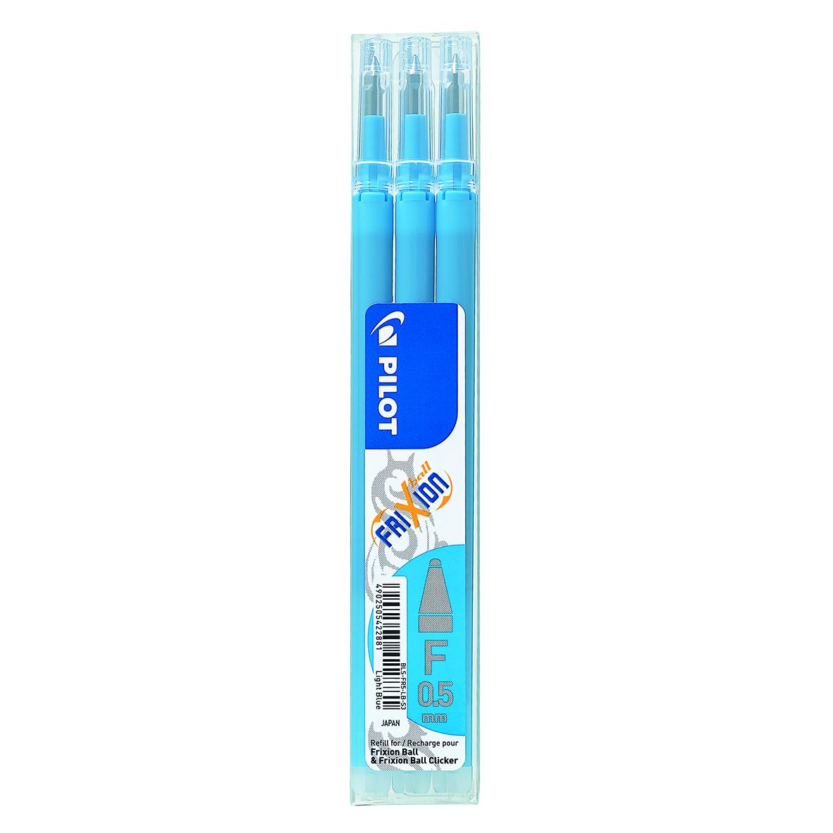 Pilot Refills for Frixion Clicker Rollerball 0.5 mm - Light Blue, Pack of 3