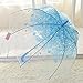Kung Fu Smith Women Half Automatic Clear Flower Bubble Dome Shape Wind Stick Rain Umbrella, Blue