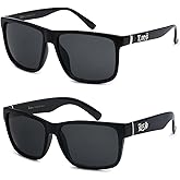 LOCS Hardcore Shades 2 Pack CLASSIC LOCS Black Sunglasses | Mens Gangster Rectangular Cholo Lowrider Shades, 91055 + 91070