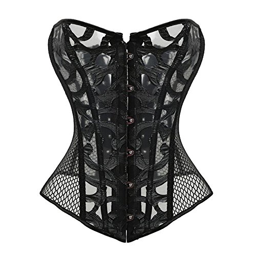Beauty-You-Donna-Gotico-Corsetto-Bustino-Burlesque-Plus-Dimensioni-con-g-string-Maglia