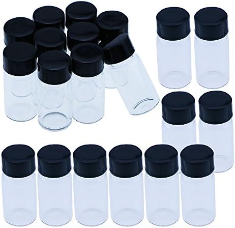 QISTAR 20pcs 5ml (1/6 Oz) Clear Liquid Sampling Sample Glass Bottles Vials with Screwcap