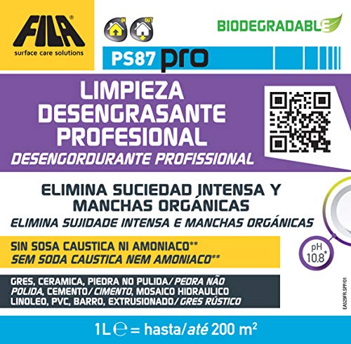 FILA Surface Care Solutions Wasmiddel, ontvettingsmiddel en verwijderaar, niet van toepassing, 1 liter, 1000 - Afbeelding 3