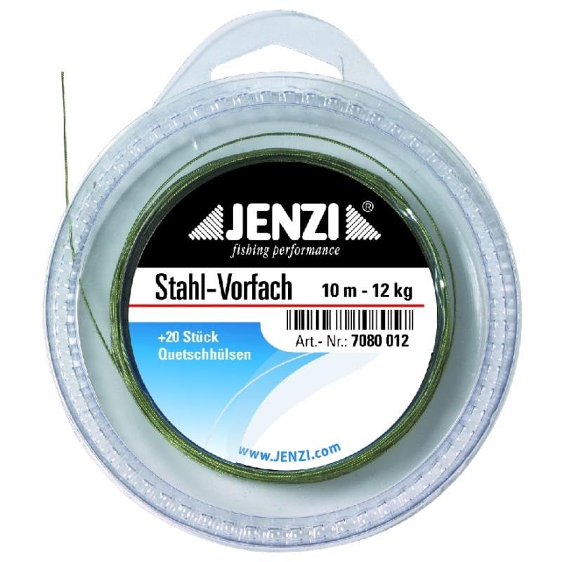 Jenzi Wire Bait Trace for 10 m Spool with 20 Pcs Trace Crimps Size:12kg