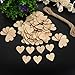 Outus 100 Pieces Wooden Blank Hearts for Crafts 1.57 Inch Wood Unfinished Hearts with Holes with 32.81 ft/ 10 Meter Hemp Rope for DIY Valentine Arts Wedding Card Making Crafts Decoration