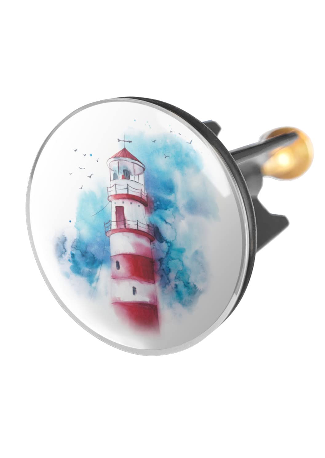 arteneur Lighthouse Sink Plug - 40 mm Stainless Steel with Extra Heavy Brass Screw Rust-proof Material, Universal Drain for Standard Sinks