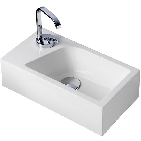 Gäste WC Waschbecken für Wandmontage Mineralguss Links oder Rechts Handwaschbecken Klein