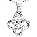 Presentski Diamond Necklace, Chain Length 17.7inches,Sterling Silver Necklace,Clover Necklace for Women