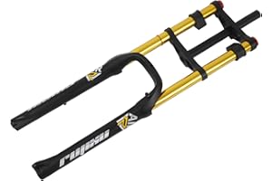 GXFWJD RUJIXU 26 Inch Fat Fork Travel 170mm 4.0" Tire MTB Bike Air Suspension Fork 1-1/8" Double Shoulder Rebound Adjustment Disc Brake QR Bicycle Front Fork for Snow Beach E-Bike