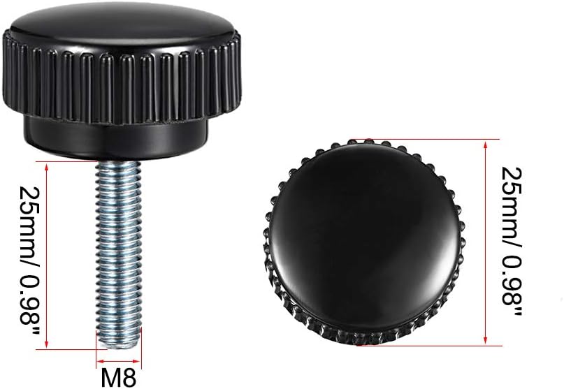 sourcing map M8 x 25mm Male Thread Knurled Clamping Knobs Grip Thumb Screw on Type 5 Pcs - Image 3