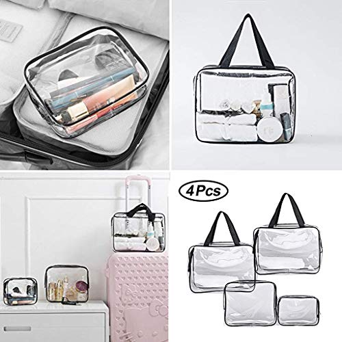 YJYdada 4PCS Storage Bag Household Storage Bag wash Cosmetic Bag Transparent Portable Folding Travel Toiletry Wash Ladies Make Up Cosmetic Organiser