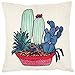 ZUEXT Pack of 4 Summer Style Cactus Decor Throw Pillow Cover Green Plants Decorative Cotton Linen Burlap Square Outdoor Cushion Cover Pillow Case for Car Sofa Bed Couch 18 x 18 Inch