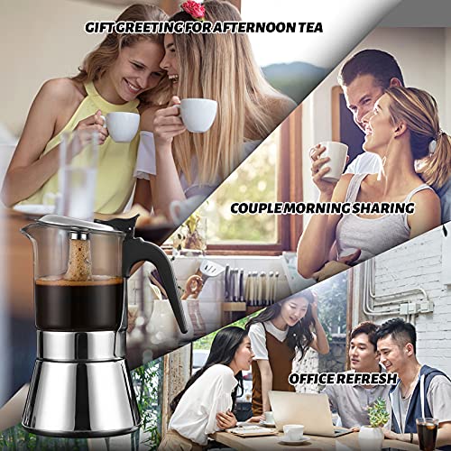 Stovetop Espresso Coffee Maker With Pressure valve,SIXAQUAE Crystal