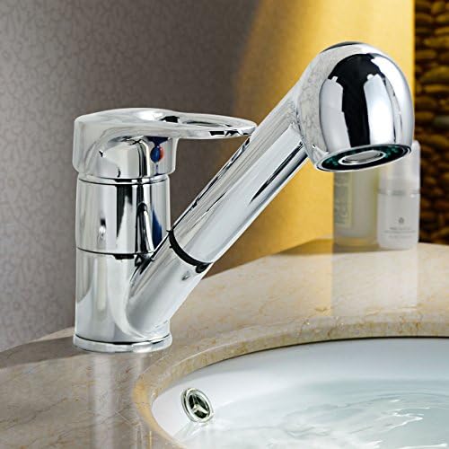 1Pcs Kitchen Sink Faucets Single Lever Swivel Spout Kitchen Faucet Polished Chrome Pull-Out Spray Sink Mixer Tap