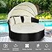 Tangkula Patio Furniture Outdoor Lawn Backyard Poolside Garden Round with Retractable Canopy Wicker Rattan 72.5 inch Round Daybed, Seating Separates Cushioned Seats (3 Pillows)