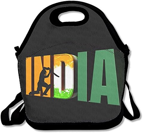 India Flag Cricket Lunch Bag Tote Handbag Lunchbox For School Work Outdoor