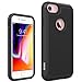 OEAGO iPhone 8 Case, iPhone 7 Case Cover [Drop Protection] [Shock Proof] Hybrid Dual Layer Rubber Plastic Impact Defender Rugged Slim Hard Case Cover Shell for Apple iPhone 8 / iPhone 7 - Black