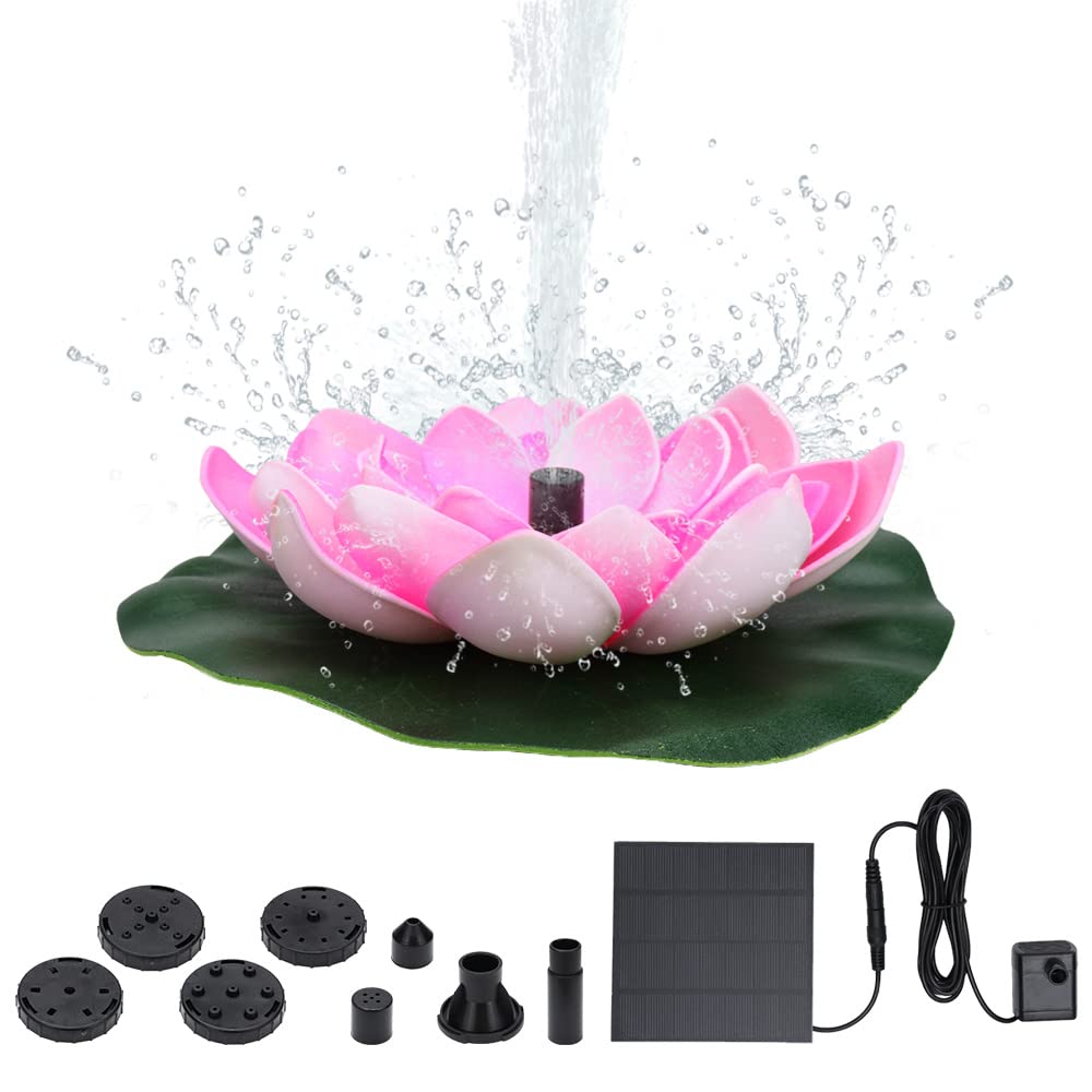 Skystuff 1.2W Solar Fountain With 6 Nozzles for Garden Pond, Pool, Bird Bath, Water Feature and Decoration - Rose Red