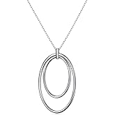 DAOCHONG 925 Sterling Silver Long Chain Sweater Large Necklace for Women Statement Pendant Fringe Necklaces Jewelry