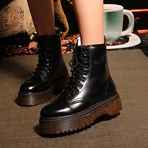 Londony ♪✿ Clearance Sales,Women's Lace-Up Non-Slip Leather Combat Boot Low Heel Riding Shoes Ankle Booties