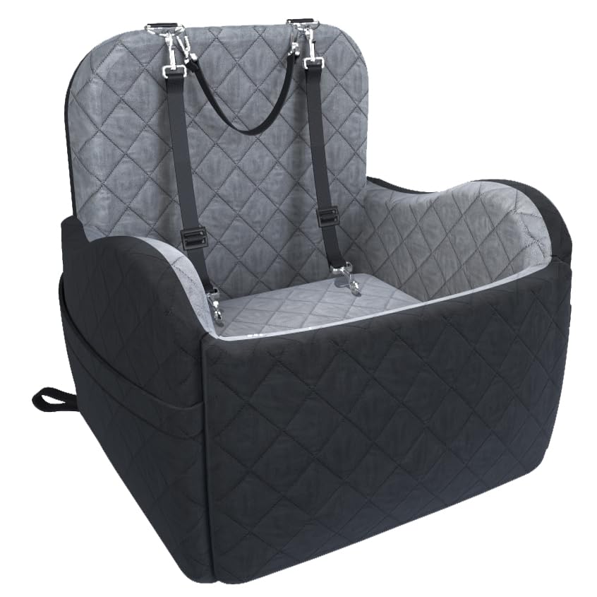 Photo 1 of Dog Booster Car Seat, 6in Memory Foam Adjustable Booster Cushion for Small/Medium Dogs, Detachable and Washable Dog Car Seat with Cooling Mat, Pet Booster Seat with Storage Pockets, 2 Safety Belts