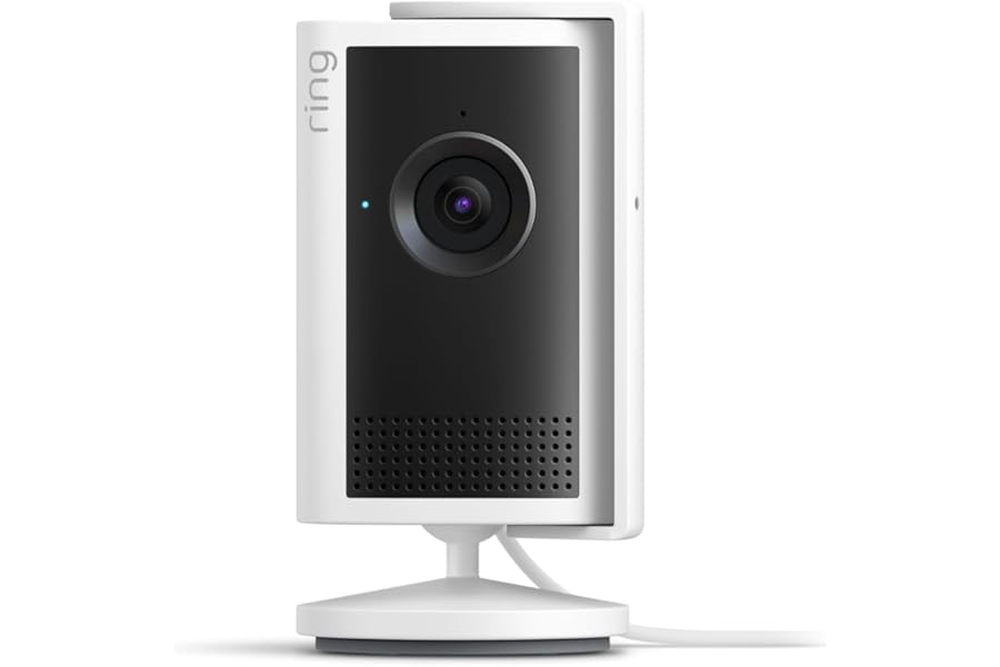 Ring Indoor Cam Plus (newest model), Home or business security, Retinal 2K for crisp, true-to-life video quality, 4x Enhanced Zoom, Low-Light Sight, White