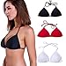FITTOO Women's Sexy Padded V-Neck Triangle Bikini Top Push up Lace-up Classic Retro Separates Swimwear Black S