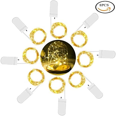 8 PCS 20 LED Starry String Lights, 7.2ft Battery Powered Fairy String Lights, Micro Starry LED Copper Wire String Lights for Home, Garden, DIY Wedding,Bedroom, Party, Holidays and More (Warm White)