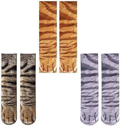 Amazon Co Jp 3足セット 猫の足 ソックス 動物3d立体 靴下 動物の足 動物柄 3dプリント 防寒 保温 室内 通学 コスプレ 学園祭 服 ファッション小物