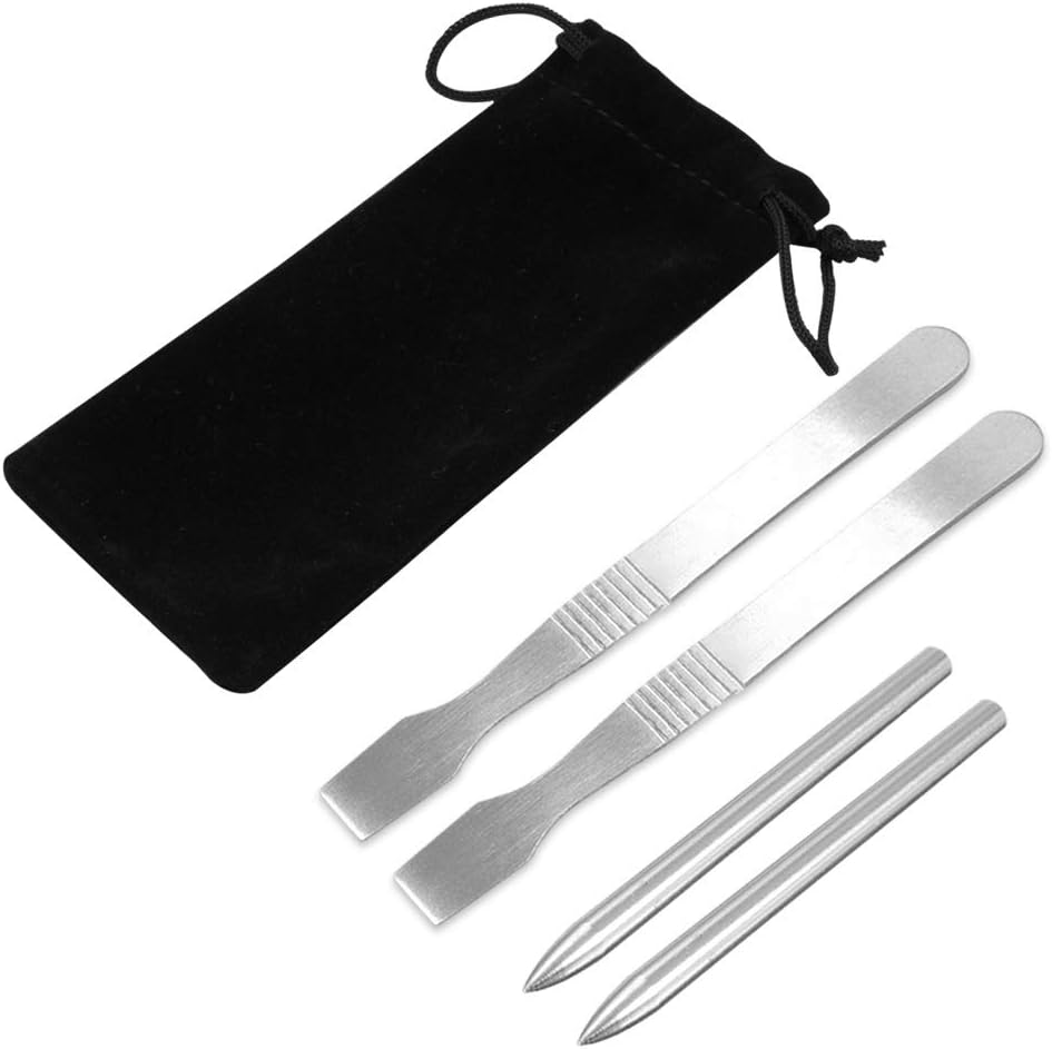 CCMART 2pcs Paracord FID Stainless Steel Paracord Lacing Needle Stitching Needle and 2pcs Paracord Smoothing Tool with 1pcs Velvet Bag Perfect for Paracord Bracelet and Leather Weaving(Silver)