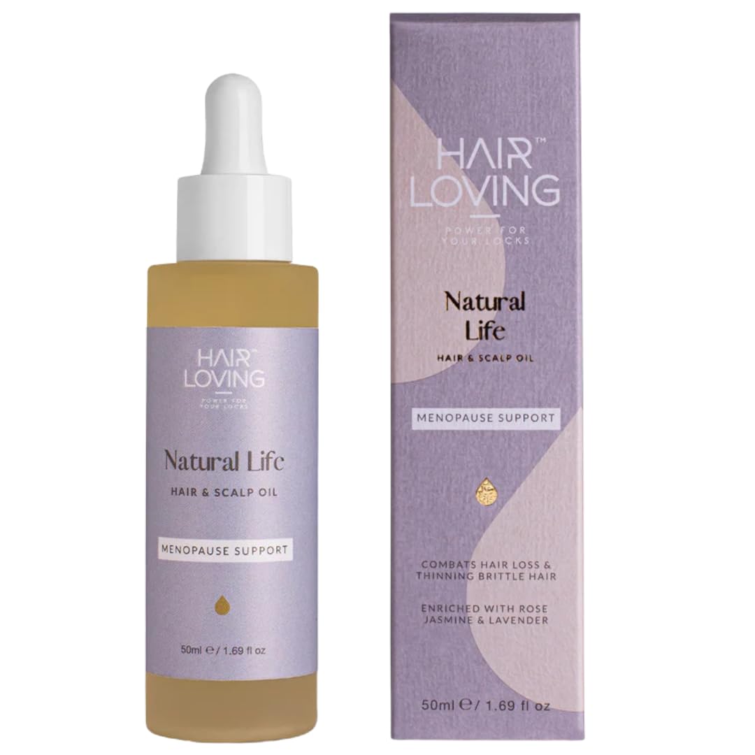 Hair Loving™ Natural Life Menopause Hair Growth Hair Oil | Reduce Hair Fall & Brittle Hair with Castor, Lavender & Rosemary Hair Scalp Oil | Prevents Friziness and Dandruff | 50 & 30ml