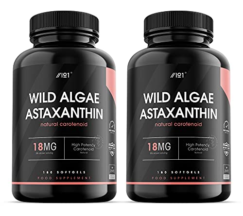 Astaxanthin Softgel - 18mg - High Potency Antioxidant - Made from Wild Algae with Olive Oil for Better Bioavailability - 180 Softgels - No Additives — Non-GMO, Gluten Free. (2 Pack)